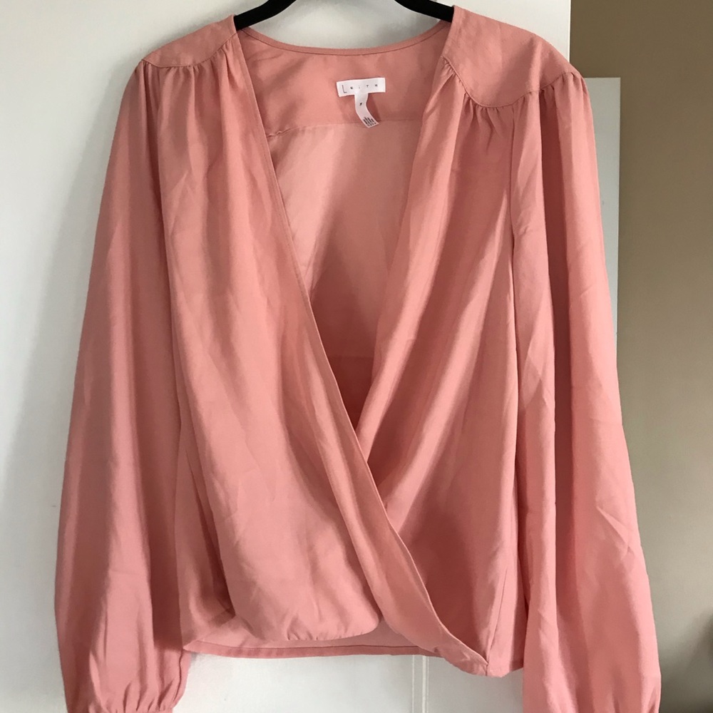 Open front blush blouse